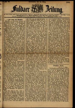 Ausgabe vom Samstag, den 14. März 1885.