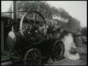 Inbetriebnahme einer fahrbaren Dresch-Lokomobile (Baujahr 1911)
