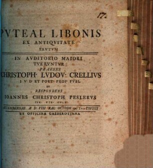 Puteal Libonis ex antiquitate erutum