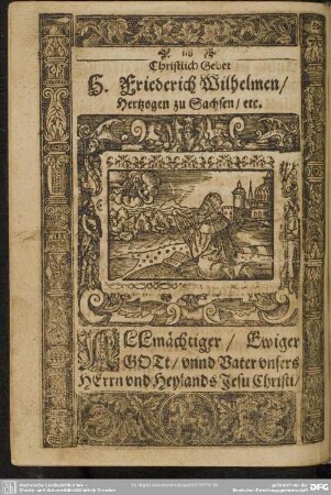 Christlich Gebet H. Friedrich Wilhelmen, Hertzogen zu Sachsen, etc.