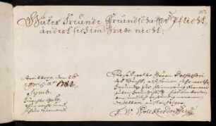 F. W. Wolckersdorffer. Streitberg, 26.04.1742.
