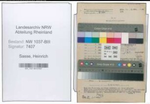 Entnazifizierung Heinrich Sasse , geb. 27.07.1895 (Amtsrentmeister)