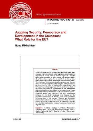 Juggling security, democracy and development in the Caucasus : what role for the EU?