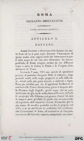 Articolo II. Fontane