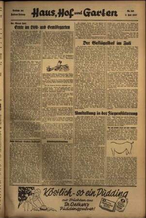 Zweite Ausgabe vom Freitag, den 02. Juli 1937.