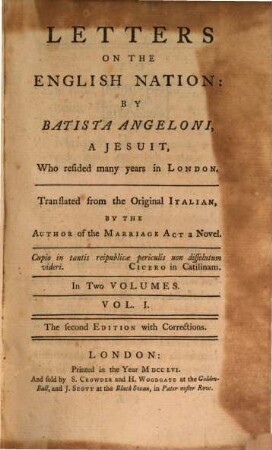 Letters On The English Nation : In Two Volumes, 1