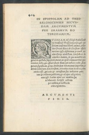 In Epistolam Ad Thessalonicenses Secundam Argumentum Per Erasmum Roterodamum.