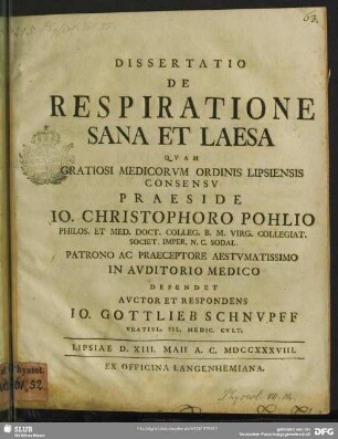 De Respiratione Sana Et Laesa