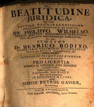Diss. iur. inaug. de beatitudine iuridica