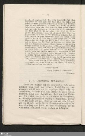 § 15. Anderweite Reklamation