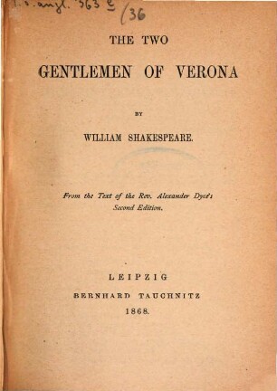 The plays of William Shakespeare : in 37 parts, 36