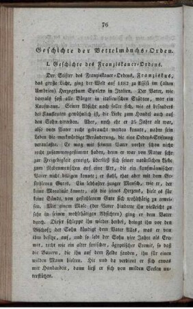 Geschichte der Bettelmönchs-Orden. I. Geschichte des Franziskaner-Ordens