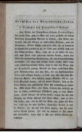 Geschichte der Bettelmönchs-Orden. I. Geschichte des Franziskaner-Ordens