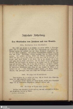 Achtzehnte Abtheilung. Das Eindünsten von Früchten und von Gemüse