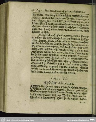Caput VI. Eyd der Advocaten
