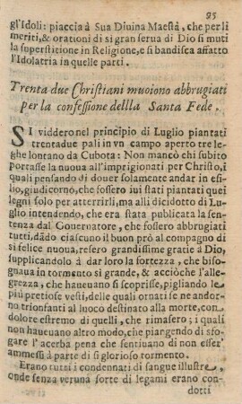 Trenta due Christiani muoiono abbrugiati per la confessione della Santa Fede
