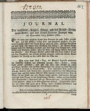 Journal Der combinirt-Kaiserl. Königl. und des Reichs-Executions-Armee, aus dem Haupt-Quartier Zornigal vom 28. September, bis 3. October 1760