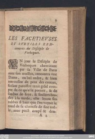 Les Facetieuses Et Subtiles Rencontres du Disciple de Verboquet.