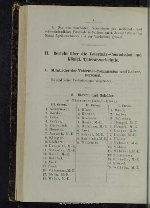II. Bericht über die Veterinär-Commission und Königl. Thierarznei-Schule