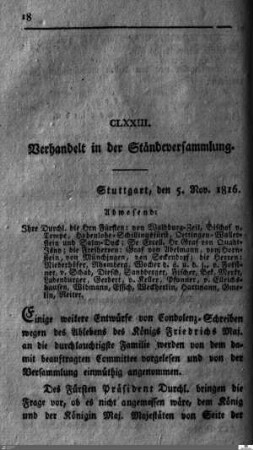 173. Sitzung, Stuttgart, 5.11.1816