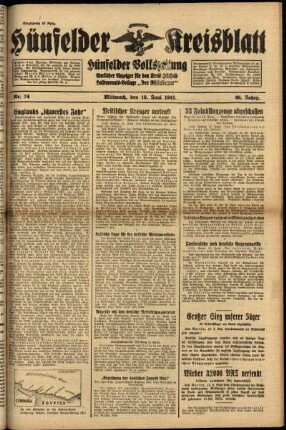 Ausgabe vom Mittwoch, den 18. Juni 1941.