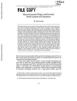 Macroeconomic policy and growth : some lessons of experience