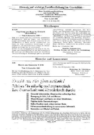 Hinweis auf wichtige Veröffentlichung im Gesetzblatt