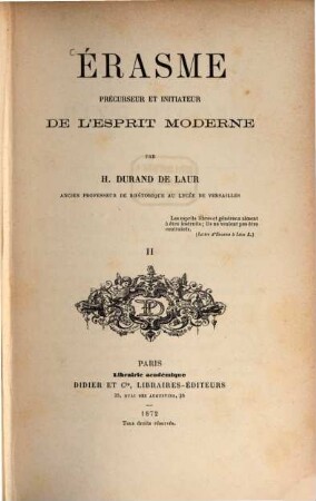 Érasme : précurseur et initiateur de l'esprit moderne, 2