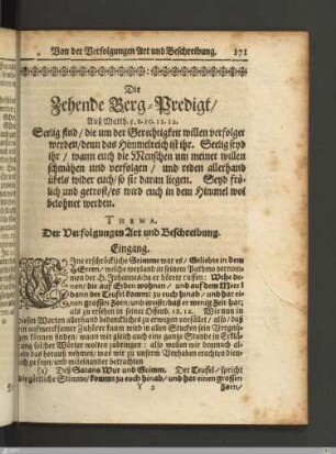 Die Zehende Berg-Predigt.