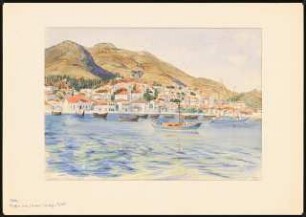 Hafen Vathy, Samos: Blick vom Meer auf die Hafenstadt