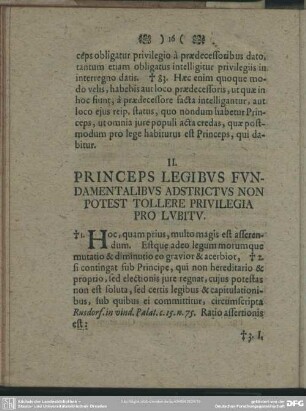 II. Princeps Legibus Fundamentalibus Adstrictus Non Potest Tollere Privilegia Pro Lubitu