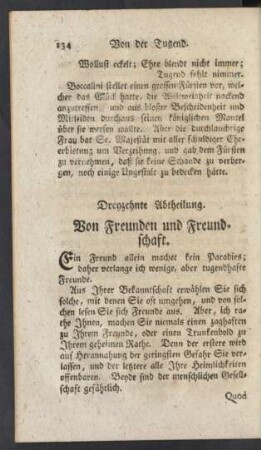 Dreyzehnte Abtheilung. Von Freunden und Freundschaft
