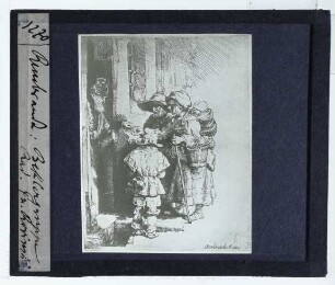Rembrandt, Bettler erhalten Almosen an der Tür (Druck B. 176) (Expl. Washington NGA 9927)
