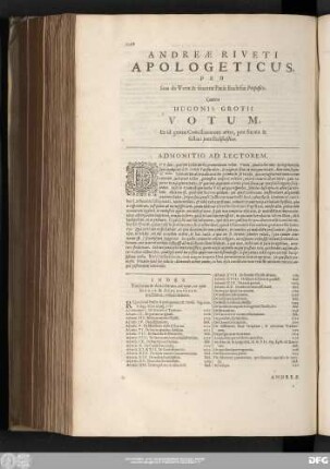 Index Titulorum & Articulorum, ad qua, ea quae in Voto & Apologetico tractantur, referri debent.