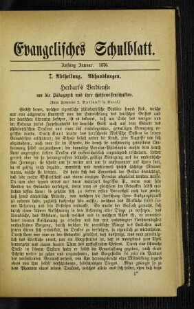 Herbart's Verdienste um die Pädagogik und ihre Hülfswissenschaften