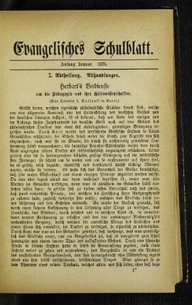 Herbart's Verdienste um die Pädagogik und ihre Hülfswissenschaften