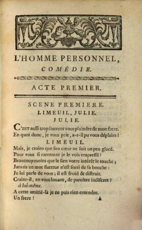 L' homme personnel : comédie en cinq actes et en vers ; représentée pour la première fois ... le 21 février 1778