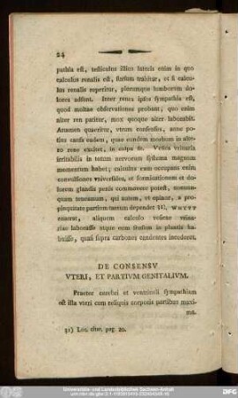 De Consensu Uteri, Et Partium Genitalium.