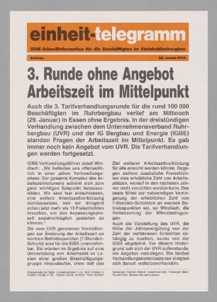 "3. Runde ohne Angebot // Arbeitszeit im Mittelpunkt"