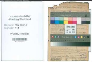 Entnazifizierung Nikolaus Wuertz , geb. 09.03.1901 (Angestellter)