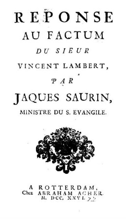 Reponse au Factum du Sieur Vincent Lambert