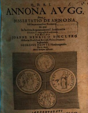 Annona Augg. Sive Dissertatio De Annona sub Imperatoribus Romanis