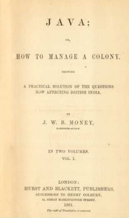 Vol. 1: Java; or, how to manage a colony