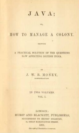 Vol. 1: Java; or, how to manage a colony