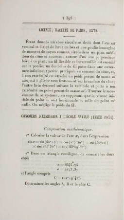 Licence; Faculté de Paris, 1872.