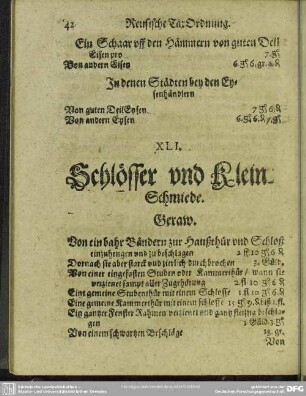 XLI [XLIII]. Schösser und Klein-Schmiede