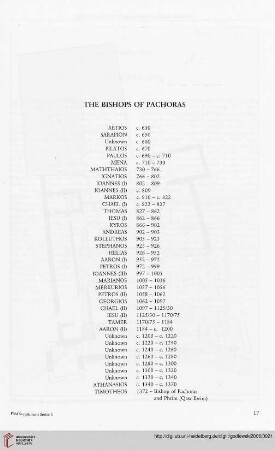 The bishops of Pachoras