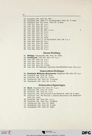 Hohenzollern-Sigmaringen (Nr. 403-416)