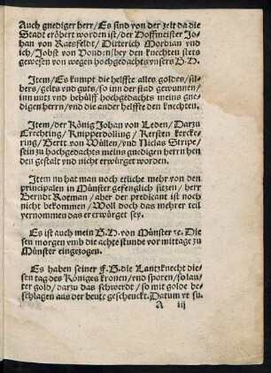 Auch gnediger Herr/ Es sind von der zeit da die Stadt eröbert worden ist ...