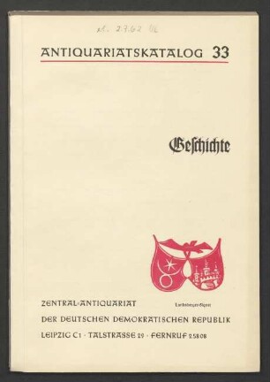 Antiquariatskatalog 33 Geschichte